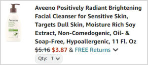 Aveeno Cleanser at Checkout