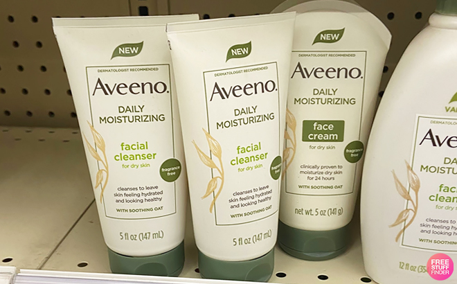 Aveeno Facial Cleansers on a Shelf