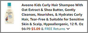 Aveeno Kids Curly Hair Shampoo With Oat Extract Shea Butter at Amazon