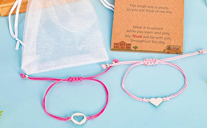 Back to School Mommy and Me Bracelets in Pink Color