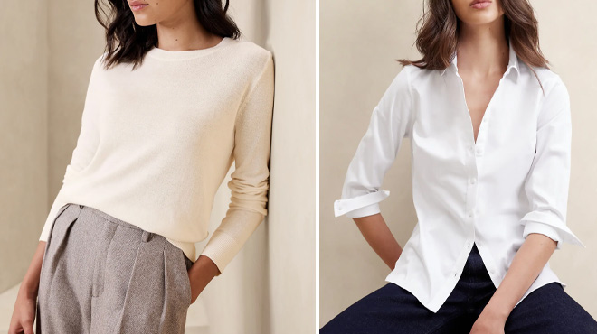 Banana Republic Factory Forever Sweater and Tailored Easy Care Shirt