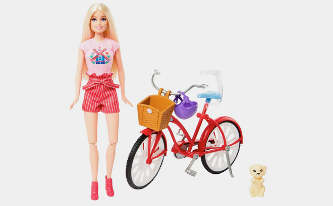 Barbie Pink Passport Holland Doll Set with Bicycle Clothes Travel Accessories