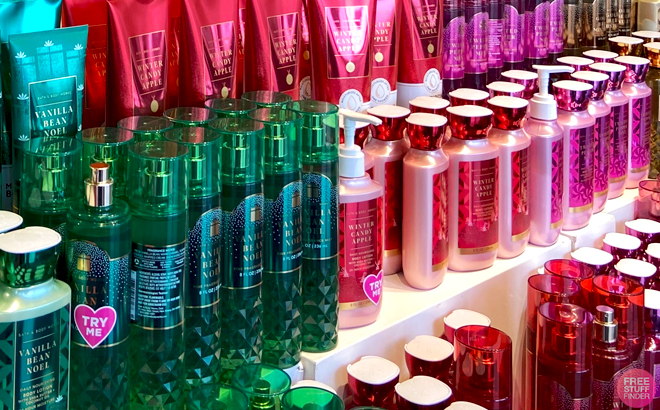 Bath and Body Works Products on shelves