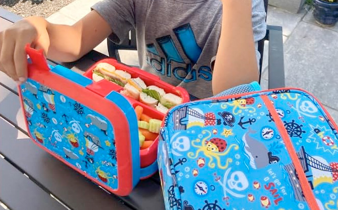 Bento Box with Insulated Lunch Bag Ice Pack Water Bottle Set for Kids