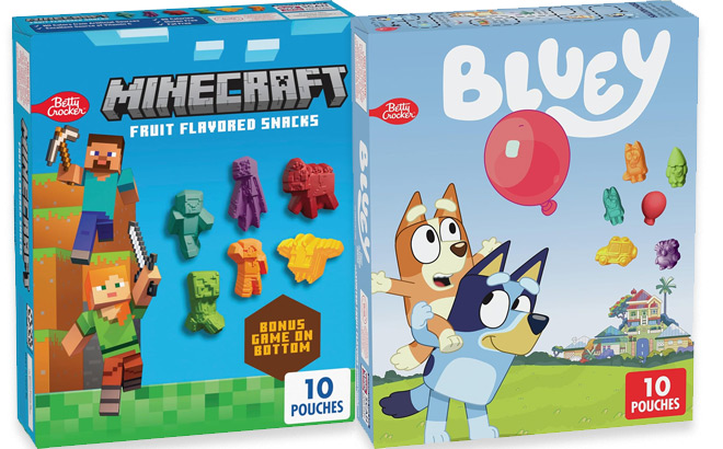 Betty Crocker Minecraft Fruit Flavored Snacks and Bluey Fruit Flavored Snacks