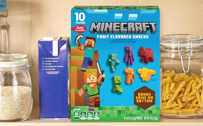 Betty Crocker Minecraft Fruit Flavored Snacks on the Shelf