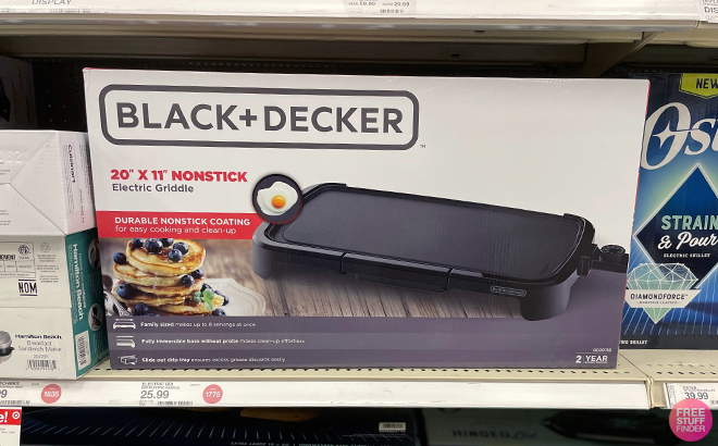 Black Decker Family Sized Electric Griddle on a Shelf at Target