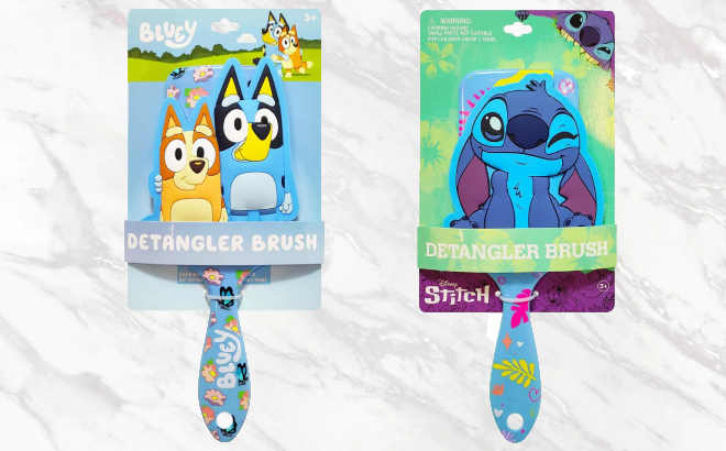 Bluey and Disney Stitch Detangling Brushes