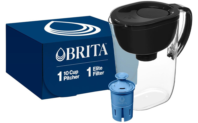 Brita Large Water Filter Pitcher for Tap and Drinking Water with SmartLight Filter Change Indicator on a Plain Background