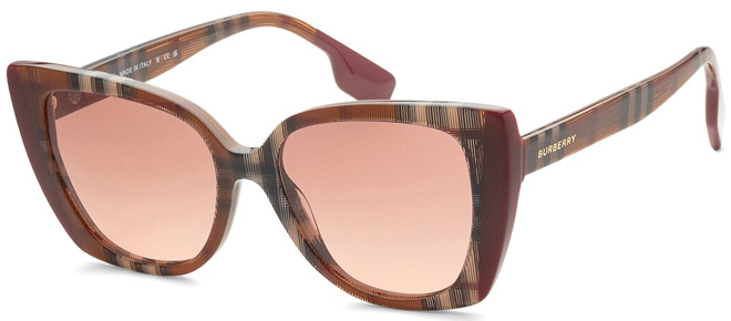 Burberry Womens Square Sunglasses in Check Brown