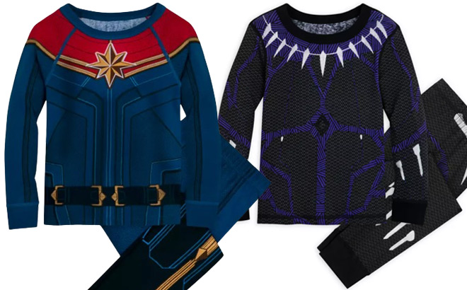 Captain Marvel and Black Panther Kids PJ Sets