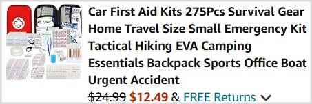 Car First Aid 275 Piece Kit Checkout