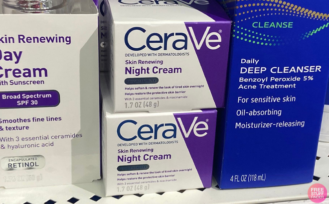 CeraVe Skin Renewing Night Cream on a Shelf