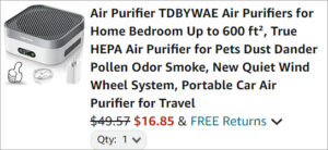 Checkout page of Air Purifier