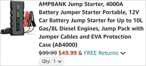 Checkout page of Ampbank Car Battery Jump Starter