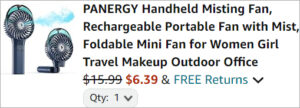 Checkout page of Handheld Misting Fan