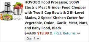 Checkout page of Hovobo Food Processor