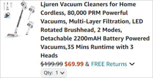 Checkout page of Ljuren Cordless Vacuum Cleaner