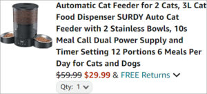 Checkout page of Surdy Automatic Cat Feeder