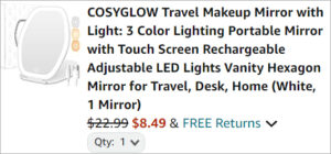 Checkout page of Travel Makeup Mirror with Light