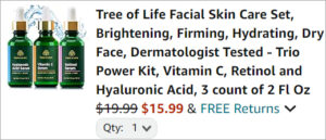 Checkout page of Tree of Life Facial Skin Care Set