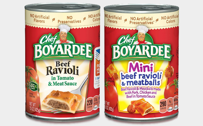 Chef Boyardee Beef Ravioli and Mini Beef Ravioli and Meatballs