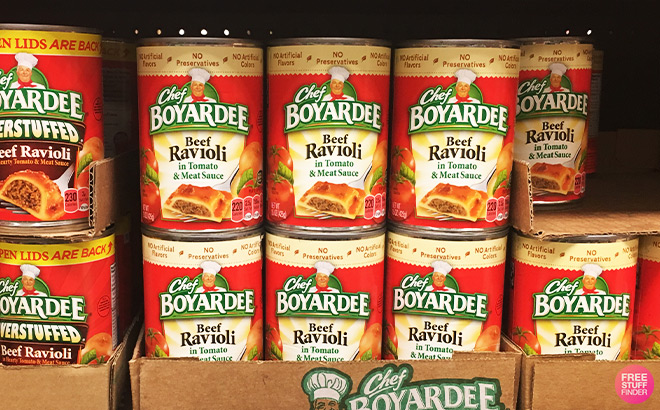 Chef Boyardee Beef Ravioli on Shelf