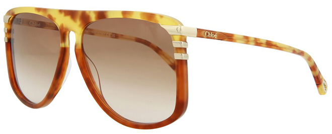 Chloe Womens Aviator Sunglasses in Havana Brown