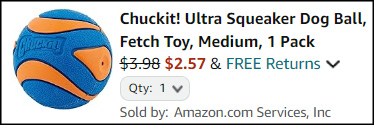 Chuckit Ultra Squeaker Dog Ball Checkout