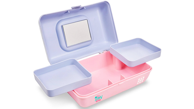 Claires Caboodles Makeup Case in Periwinkle Blue Over Pink