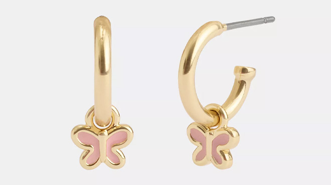 Coach Outlet Butterfly Charm Huggie Earrings