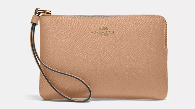 Coach Outlet Corner Zip Wristlet in Taupe Color