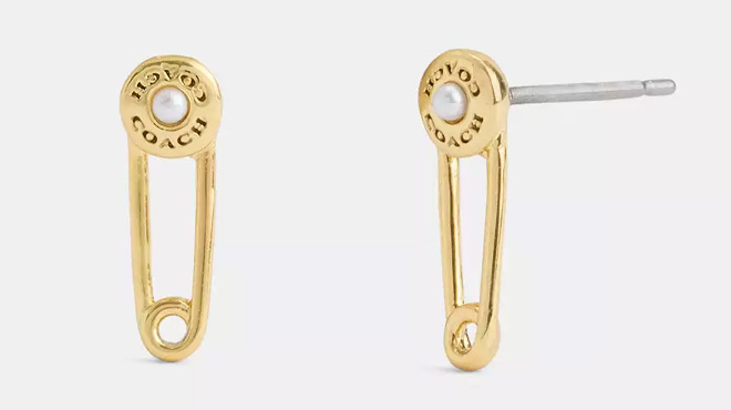 Coach Outlet Safety Pin Stud Earrings