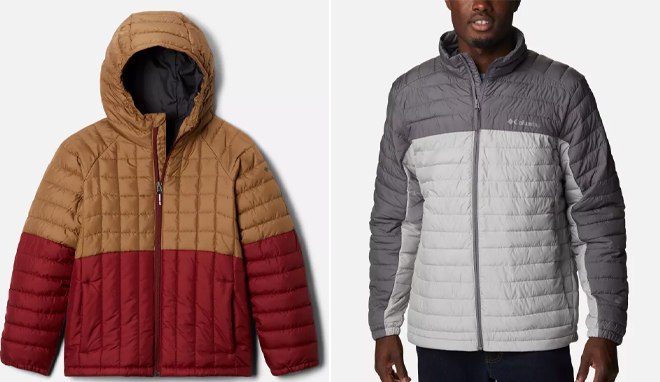 Columbia Boys Humphrey Hills Puffer Jacket and Mens Silver Falls Jacket