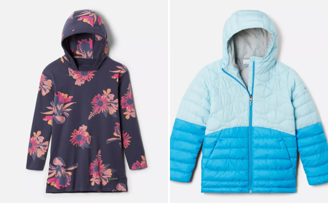 Columbia Girls Columbia Lodge Hooded Printed Tunic and Humphrey Hills Puffer Jacket