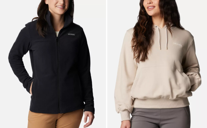 Columbia Womens Castle Dale Fleece Jacket and Marble Canyon French Terry Hoodie