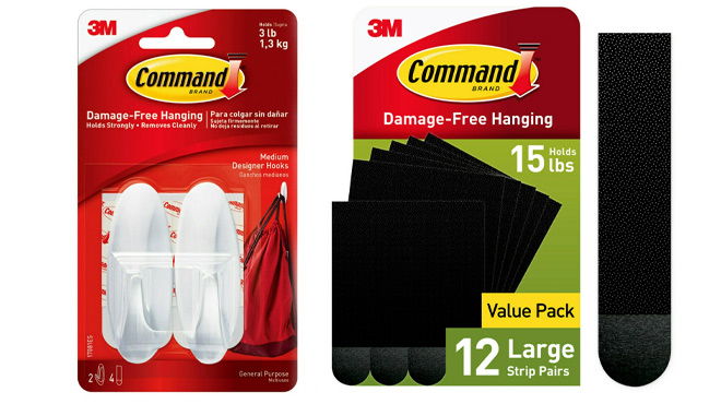 Command Large Picture Hangers 12 Pairs and Command Medium Designer Hooks 2 Count