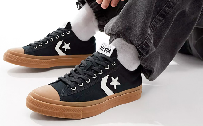 Converse Star Player 76 Ox sneakers with gum sole in black