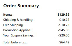 Cordless Vaccuum Order Summary