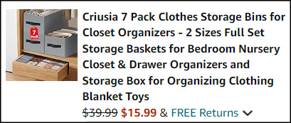 Criusia 7 Pack Clothes Storage Bins Checkout