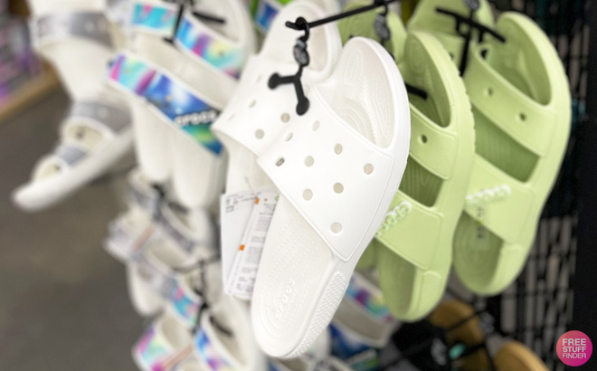 Crocs Classic Slides on Store Shelf