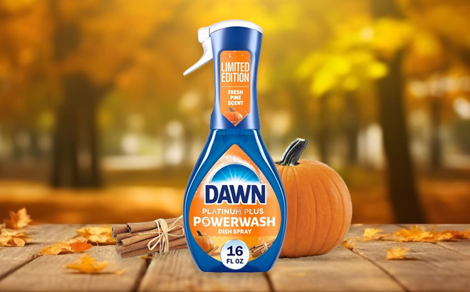 Dawn Powerwash Spray Dish Soap in Pumpkin Spice Scent on the Table