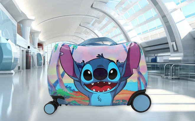 Disney Lilo & Stitch Ride On Luggage at an Airport