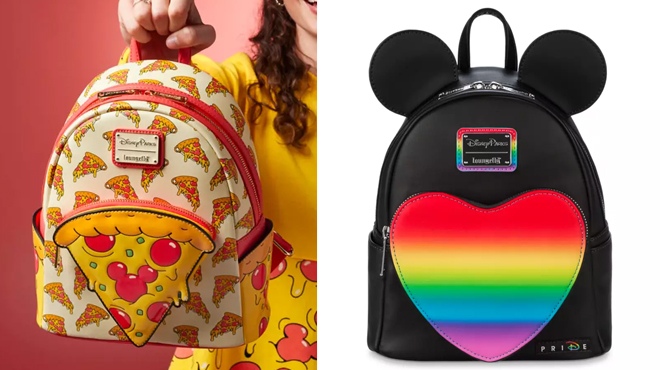 Disney Mickey Mouse Pizza and Disney Pride Loungefly Mini Backpack