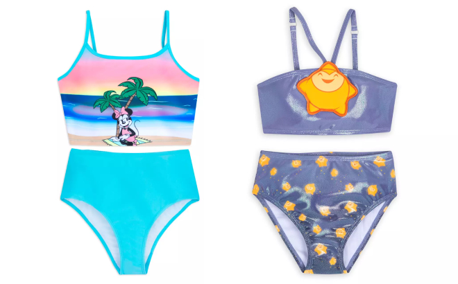 Disney Minnie Mouse Womens Two Piece Swimsuit and Wish Star Girls Swimsuit