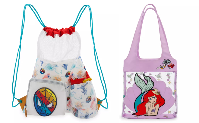 Disney Spider Man and Princess Ariel Swim Bags