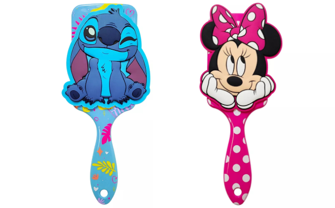 Disney Stitch and Minnie Mouse Detangling Hair Brushes