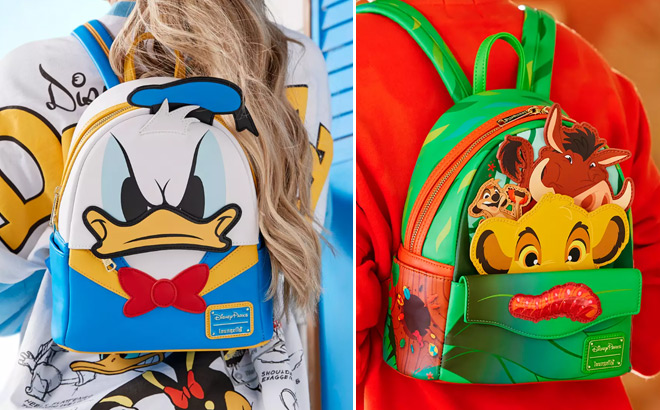 Donald Duck Loungefly Mini Backpack and The Lion King Loungefly Mini Backpack