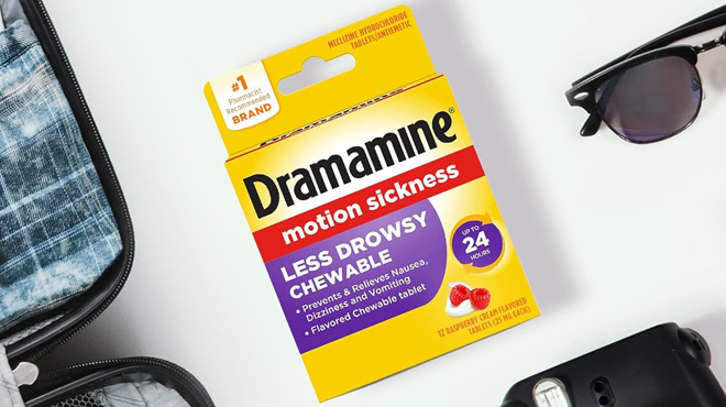 Dramamine Motion Sickness Relief Chewable Less Drowsy Tablets 12 Ct