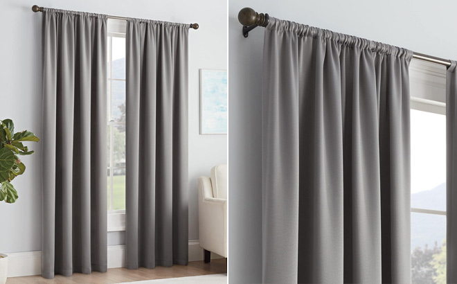 ECLIPSE Solid Thermapanel Modern Room Darkening Rod Pocket Window Curtain